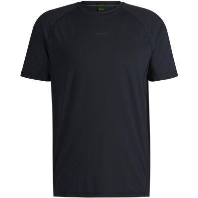 Boss Heren T-shirt met ton-sur-ton logo, ronde hals en raglanmouwen (Zwart) S Boss Heren T-shirt met ton-sur-ton logo, ronde hals en raglanmouwen (Zwart) S