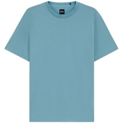 Boss Heren T-shirt met geribde kraag van C-Thompson (Lichtblauw) L Boss Heren T-shirt met geribde kraag van C-Thompson (Lichtblauw) L