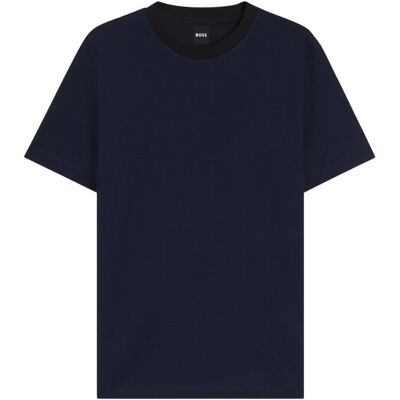 Boss Heren T-shirt met geribde kraag van C-Thompson (Donkerblauw) L Boss Heren T-shirt met geribde kraag van C-Thompson (Donkerblauw) L