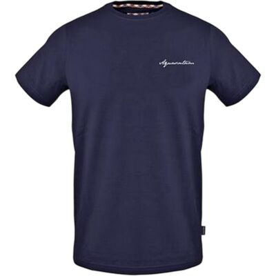 Aquascutum Handtekening T-shirt met logo voor heren (Marine) XL Aquascutum Handtekening T-shirt met logo voor heren (Marine) XL