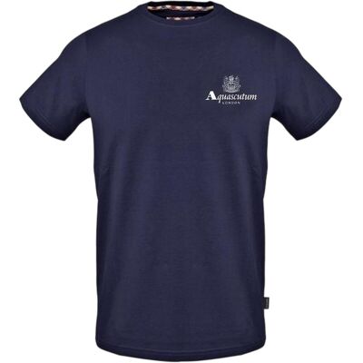 Aquascutum Heren-T-shirt met ronde hals en logo-opdruk (Marine) XL Aquascutum Heren-T-shirt met ronde hals en logo-opdruk (Marine) XL