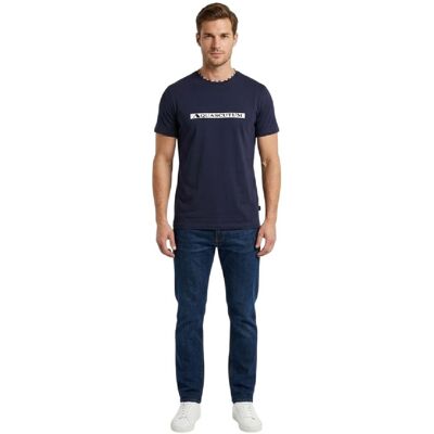 Aquascutum T-shirt met opschrift voor heren (Marine) 2XL Aquascutum T-shirt met opschrift voor heren (Marine) 2XL