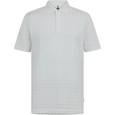 Boss Mannen Porsche Houndstooth Kraag Korte Mouwen Polo Shirt (Wit) S Boss Mannen Porsche Houndstooth Kraag Korte Mouwen Polo Shirt (Wit) S