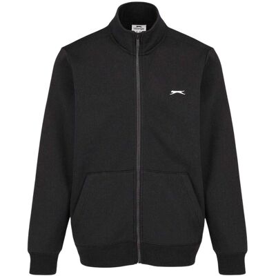 Slazenger Herenjack van polykatoen met logo en doorlopende rits (Zwart) L Slazenger Herenjack van polykatoen met logo en doorlopende rits (Zwart) L