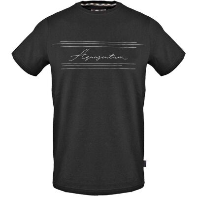 Aquascutum Heren Lettering Katoenen T-Shirt (Zwart) L Aquascutum Heren Lettering Katoenen T-Shirt (Zwart) L