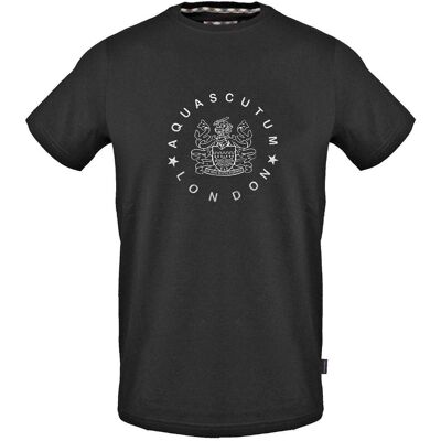 Aquascutum Heren-T-shirt van katoen met grafische print (Zwart) M Aquascutum Heren-T-shirt van katoen met grafische print (Zwart) M
