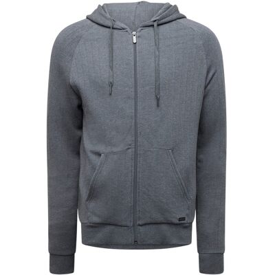 Boss Heren Heritage Geribbelde Raglan Volledige Rits Hoodie (Midden Grijs) S Boss Heren Heritage Geribbelde Raglan Volledige Rits Hoodie (Midden Grijs) S