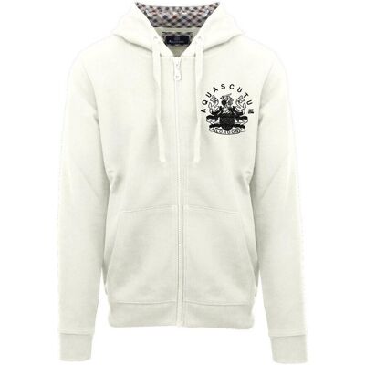 Aquascutum Heren Relaxed Fit Full Zip Hoodie (Boter) M Aquascutum Heren Relaxed Fit Full Zip Hoodie (Boter) M