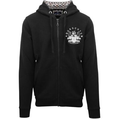 Aquascutum Heren Relaxed Fit Full Zip Hoodie (Zwart) 2XL Aquascutum Heren Relaxed Fit Full Zip Hoodie (Zwart) 2XL