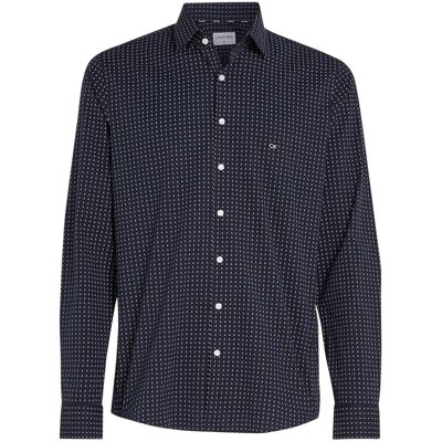 Calvin Klein Heren Microprint Poplin Slim Fit Langarmshirt (Blauw) 16 inch Calvin Klein Heren Microprint Poplin Slim Fit Langarmshirt (Blauw) 16 inch