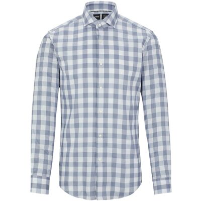 Boss Heren Gingham Spread Collar Slim Lange Mouwen Formele Overhemd (Donkerblauw) 15 inch Boss Heren Gingham Spread Collar Slim Lange Mouwen Formele Overhemd (Donkerblauw) 15 inch