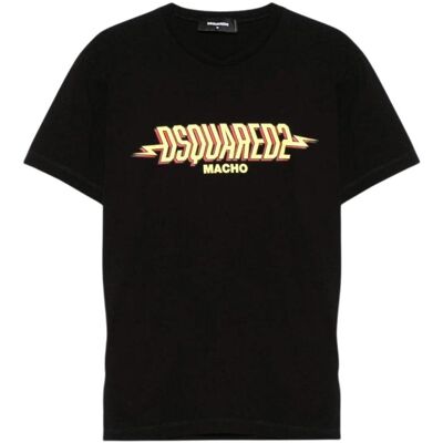 DSquared2 Heren Macho Logo Gewassen Cool Fit T-shirt (Zwart) L DSquared2 Heren Macho Logo Gewassen Cool Fit T-shirt (Zwart) L