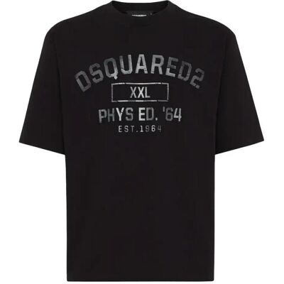 DSquared2 Heren Phys Ed Militair Logo T-Shirt (Zwart) M DSquared2 Heren Phys Ed Militair Logo T-Shirt (Zwart) M
