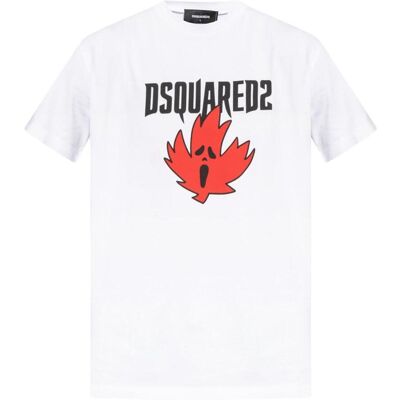 DSquared2 Heren Ghost Maple Leaf Cool Fit T-Shirt (Wit) M DSquared2 Heren Ghost Maple Leaf Cool Fit T-Shirt (Wit) M