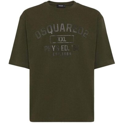 DSquared2 Heren Phys Ed Militair Logo T-Shirt (Militair Groen) M DSquared2 Heren Phys Ed Militair Logo T-Shirt (Militair Groen) M