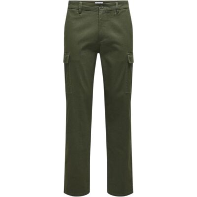 Only Enkel Heren Effen Rechte Cargo Broek (Olijfgroen) 28/32 Only Enkel Heren Effen Rechte Cargo Broek (Olijfgroen) 28/32