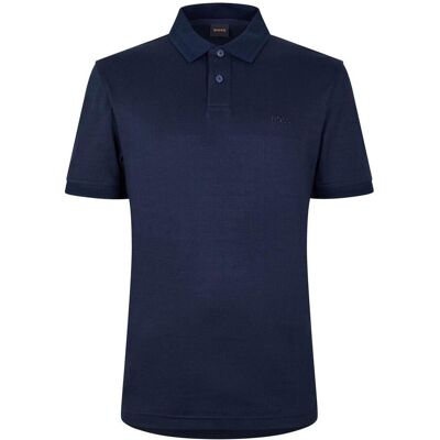 Boss Herenpolo met korte mouwen van interlock (Donkerblauw) S Boss Herenpolo met korte mouwen van interlock (Donkerblauw) S