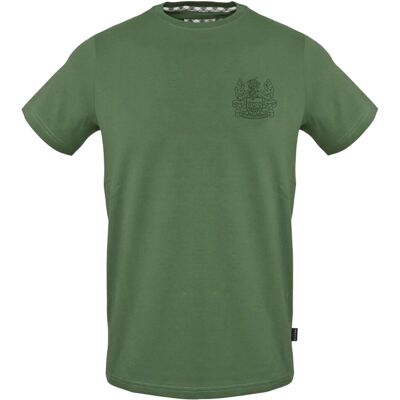 Aquascutum Slim-fit T-shirt voor heren met geborduurd logo (Militair Groen) M Aquascutum Slim-fit T-shirt voor heren met geborduurd logo (Militair Groen) M