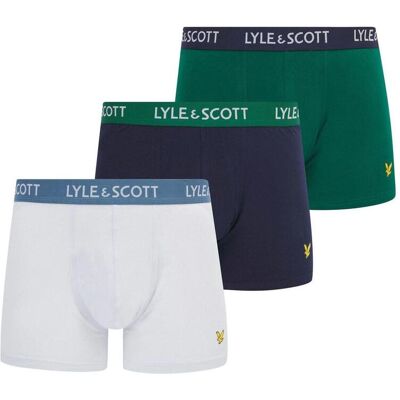 Lyle & Scott Barclay-boxershorts voor heren (set van 3) (Blauw/Groen) M Lyle & Scott Barclay-boxershorts voor heren (set van 3) (Blauw/Groen) M