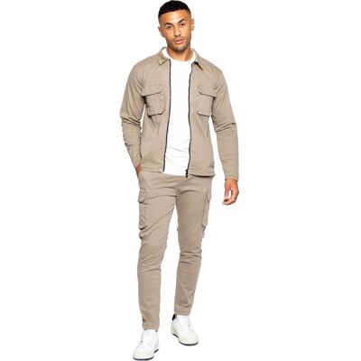 Enzo Heren Cargo Tracksuit Set - Beige S Enzo Heren Cargo Tracksuit Set - Beige S
