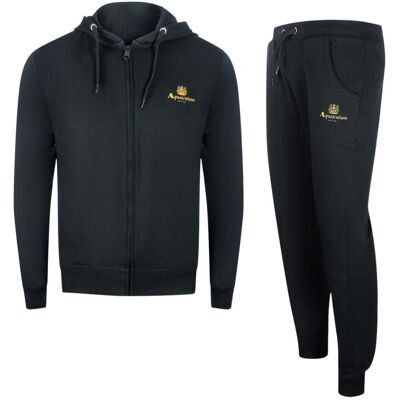 Aquascutum Zwarte Hoodie Met Rits En Trainingsbroekset 2XL Aquascutum Zwarte Hoodie Met Rits En Trainingsbroekset 2XL