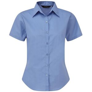 Premier Popeline blouse met korte mouwen / Gewoon werkoverhemd (Middenblauw) 46 Premier Popeline blouse met korte mouwen / Gewoon werkoverhemd (Middenblauw) 46