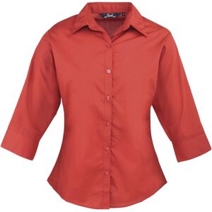 Premier Dames/Dames Popeline 3/4 Mouwen Blouse (Rood) 38 Premier Dames/Dames Popeline 3/4 Mouwen Blouse (Rood) 38