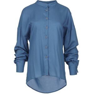 Conquista Hemelsblauwe blouse met mandarijnkraag S Conquista Hemelsblauwe blouse met mandarijnkraag S