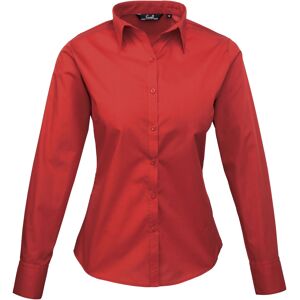 Premier Dames/Dames Popeline Blouse met Lange Mouwen (Rood) 38 Premier Dames/Dames Popeline Blouse met Lange Mouwen (Rood) 38