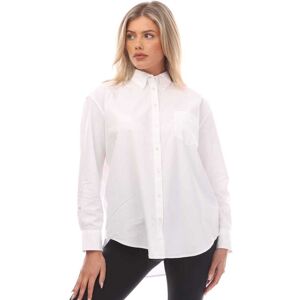 Gant Relaxed Fit Luxe Poplin Overhemd voor dames in Wit L Gant Relaxed Fit Luxe Poplin Overhemd voor dames in Wit L