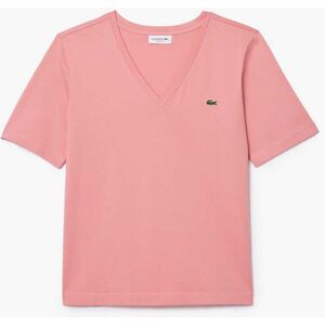 Dames Lacoste Relaxed-Fit Zacht Katoenen V-Hals T-shirt in Roze 34 Dames Lacoste Relaxed-Fit Zacht Katoenen V-Hals T-shirt in Roze 34