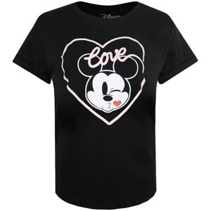 Disney Dames/dames Mickey Mouse Kiss T-shirt (Zwart) S Disney Dames/dames Mickey Mouse Kiss T-shirt (Zwart) S