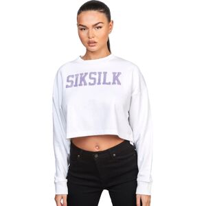 SikSilk Dames/Dames Varsity Crop Sweatshirt (Wit) 34 SikSilk Dames/Dames Varsity Crop Sweatshirt (Wit) 34