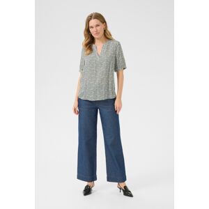 Kaffe Blouse met korte mouwen Regular fit Grey Graphic Stripes light grey S Kaffe Blouse met korte mouwen Regular fit Grey Graphic Stripes light grey S