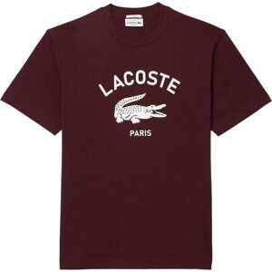 Lacoste Unisex Bedrukt Handtekeningen Katoen T-shirt voor volwassenen (Kastanjebruin Rood) 2XS Lacoste Unisex Bedrukt Handtekeningen Katoen T-shirt voor volwassenen (Kastanjebruin Rood) 2XS