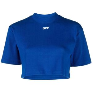 Off-White Off White Dames Stamp Ribbed Crop T-Shirt (Blauw) XS Off-White Off White Dames Stamp Ribbed Crop T-Shirt (Blauw) XS