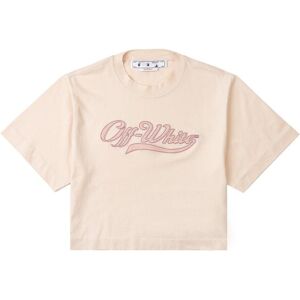 Off-White Dames/Dames Geborduurd Logo Crop T-shirt (Roze) XS Off-White Dames/Dames Geborduurd Logo Crop T-shirt (Roze) XS