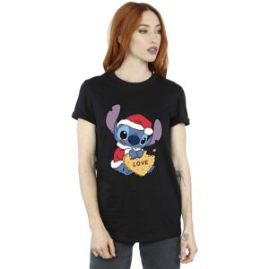 Disney Dames/Dames Lilo And Stitch Kerstmis Liefde Koekje Katoenen Vriendje T-shirt (Zwart) L Disney Dames/Dames Lilo And Stitch Kerstmis Liefde Koekje Katoenen Vriendje T-shirt (Zwart) L