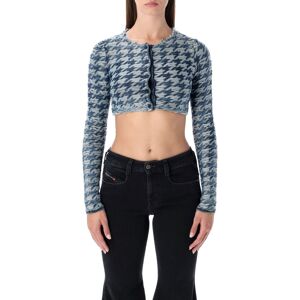 Diesel Blauwe Cropped Houndstooth Cardigan S Diesel Blauwe Cropped Houndstooth Cardigan S
