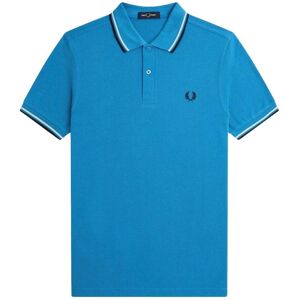 Fred Perry Herenpoloshirt met dubbele kraag (Wit/zwart/blauw) XS Fred Perry Herenpoloshirt met dubbele kraag (Wit/zwart/blauw) XS
