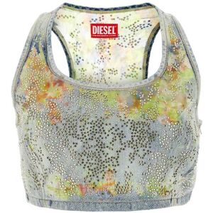 Diesel Versierde Denim De-detop-fse Crop-top S Diesel Versierde Denim De-detop-fse Crop-top S