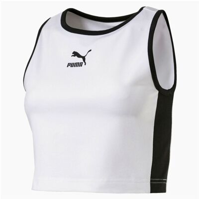 Puma Klassiekers T7 Wit Bijgesneden Tank - Dames S Puma Klassiekers T7 Wit Bijgesneden Tank - Dames S