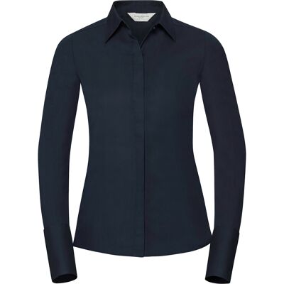 Russell Athletic Russell Collection Dames/Dames Ultimate Stretch Slim Shirt met Lange Mouwen (Heldere marine) XL Russell Athletic Russell Collection Dames/Dames Ultimate Stretch Slim Shirt met Lange Mouwen (Heldere marine) XL