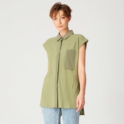 Smart & Joy Mouwloos shirt met patch -pocket L Smart & Joy Mouwloos shirt met patch -pocket L