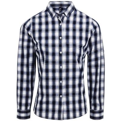 Premier Dames/Dames Mulligan geruit overhemd met lange mouwen (Wit/Zwaar) XS Premier Dames/Dames Mulligan geruit overhemd met lange mouwen (Wit/Zwaar) XS