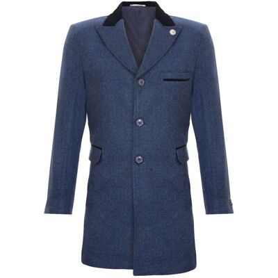 TruClothing Heren 3/4 lange marineblauwe Crombie overjas jas visgraat tweed jas Peaky Blinder 36 (Borst) TruClothing Heren 3/4 lange marineblauwe Crombie overjas jas visgraat tweed jas Peaky Blinder 36 (Borst)