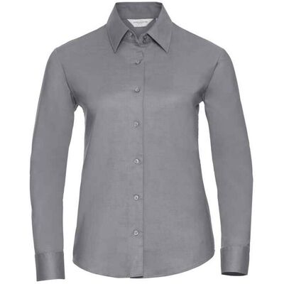 Russell Athletic Russell Dames/Dames Oxford Easy-Care overhemd met lange mouwen (Zilver) S Russell Athletic Russell Dames/Dames Oxford Easy-Care overhemd met lange mouwen (Zilver) S