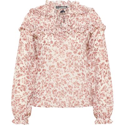 Dreimaster Blouse met ruches bridgeport Dames Witte roest XL Dreimaster Blouse met ruches bridgeport Dames Witte roest XL