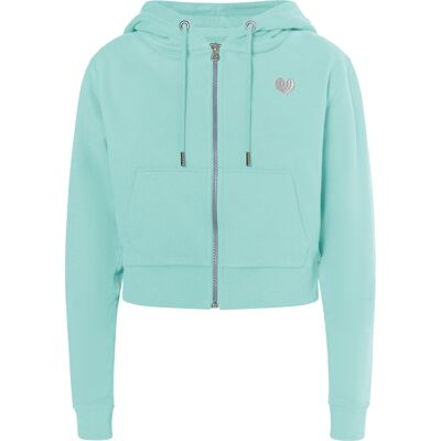 Mymo Bijgesneden hoodie met rits Dames aqua S Mymo Bijgesneden hoodie met rits Dames aqua S