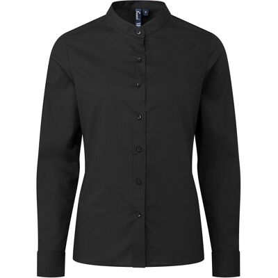 Premier Dames/dames Formeel overhemd met grote kraag (Zwart) S Premier Dames/dames Formeel overhemd met grote kraag (Zwart) S